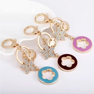 Blue Flower Keychain and Bag Charm, Various colors pink, maroon, black, white